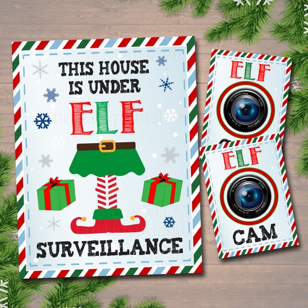 Elf Surveillance, House is Under Elf Surveillance, Kids Christmas Decor, INSTANT DOWNLOAD, Elf Ideas, Elf Cam, Holiday Printable Wall Art