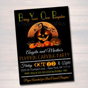 Printable Pumpkin Carving Party Invitation: Spooky Halloween (Digital Download)