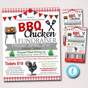 Grill Huhn Fundraiser, Picknick Party Flyer Ticket Set, Grill Party druckbar, Schule Pta Pto, Firmenveranstaltung, EDITIERBARE VORLAGE