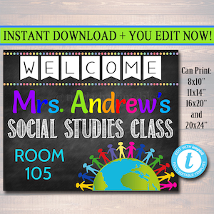 Social Studies Teacher Classroom Door Sign, History, Sociology Custom Teacher Sign Personalized Teacher Door Hanger, Humanities Teacher Gift
