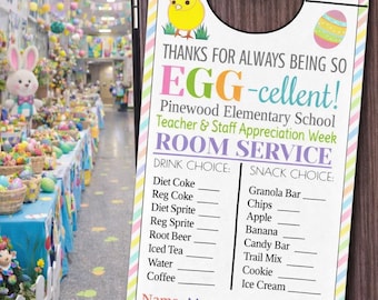 Easter Room Service Door Hanger: School Pto Pta Teacher Staff Appreciation Thank YOu Ideas Editable Printable (Digital Download)