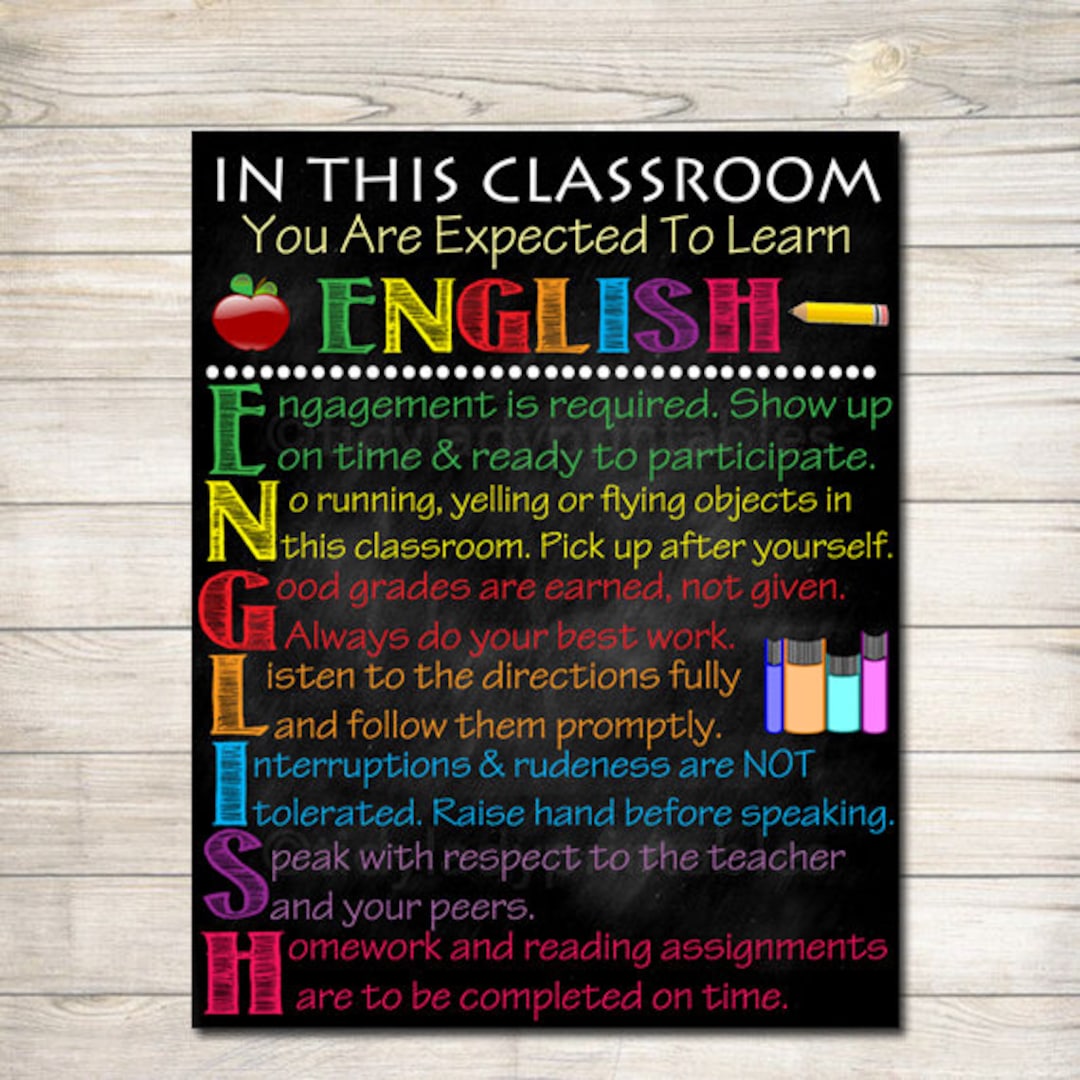 10 Règles De Classe En Anglais Affiche de classe ANGLAIS Décor de classe anglais Affiche de - Etsy France