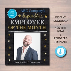 Editable Employee of the Month Printable: Office Decoration (Instant Download)