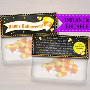 Halloween Treat Bag Toppers, Halloween Favor Tags, Religious Candy Corn Labels, Printable Trick or Treat, Kids Halloween, INSTANT DOWNLOAD image 1