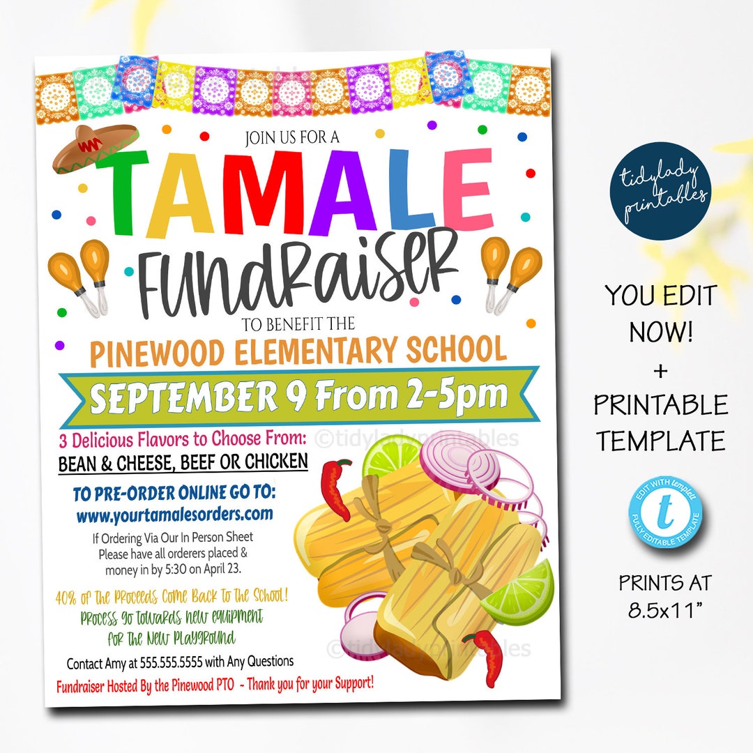 Tamale Fundraiser Flyer Nacho Average Mexican Food Taco - Etsy