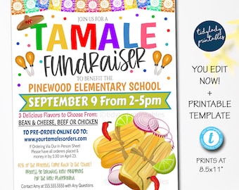 Tamale Fundraiser Flyer: Editable School Event Template