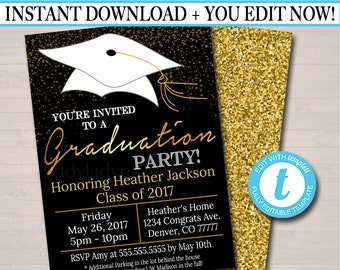 EDITABLE Graduation Party Invitation, High School Graduation Invitation, DIY Digital Invite, College Graduation Invitation, Graduation Decor