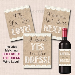 Say Yes To The Dress Signs, Yes to the Dress Paddle Game, INSTANT DOWNLOAD Bridal Game, Wedding Dress Sign Bridal Dress Shopping Bride to Be