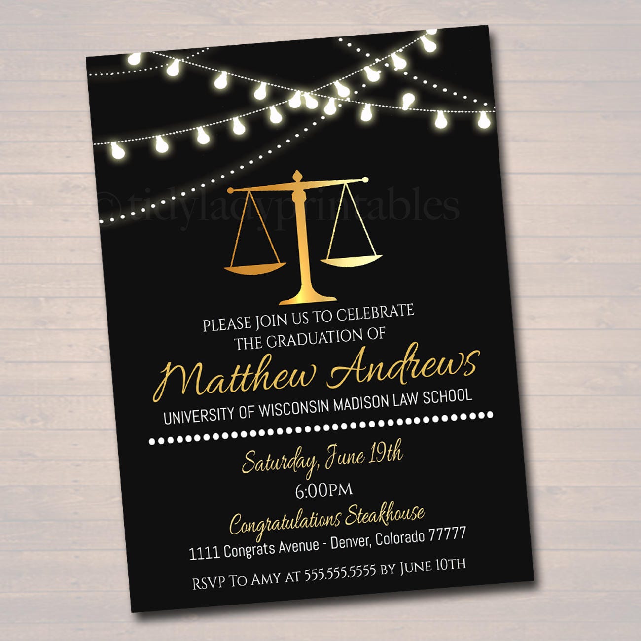 Editable Law School Graduation Invitation Printable Law Etsy