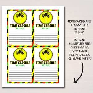 One Love First Birthday Time Capsule Printables, Party Decor, Jamaica Reggae Theme, One Year, Let's Get Together & Feel Alright, EDITABLE image 3