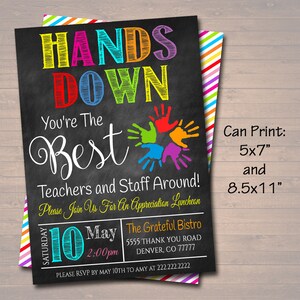 Editable Teacher Appreciation Staff Invitation, Chalkboard Printable, Appreciation Week Invite, Breakfast Luncheon Flyer, INSTANT DOWNLOAD image 2