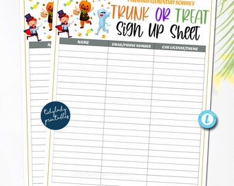 Editable Trunk or Treat Volunteer Sign Up Form (Printable)