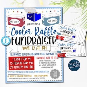 Cooler Raffle Ticket Fundraiser Flyer, Essen Getränke Tombola Fundraiser, Cash Tombola, Sport Fundraiser Schule pto pta Kirche Wohltätigkeitsorganisation EDITABLE