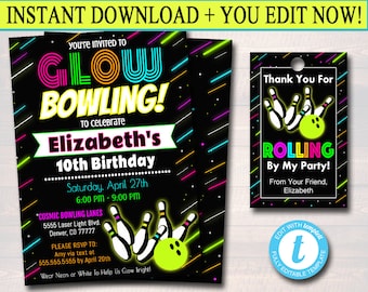 Cosmic Bowling Party Invitation - Etsy
