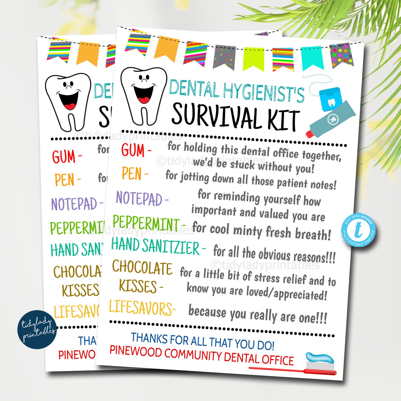 Dental Hygienist's Survival Kit Gift Tags Dentist Etsy