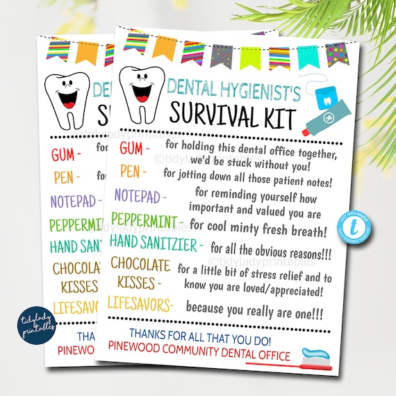 Dental Hygienist's Survival Kit Gift Tags, dentist appreciation week