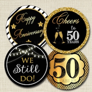50th Anniversary Cupcake Toppers, PRINTABLE, Cheers to 50 Years, Cupcake Decoration, 50th Wedding Anniversary, 50th Anniversary Party Decor