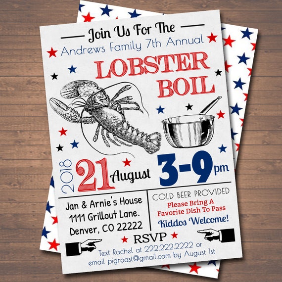 Editable Crawfish Boil Invitation Company Picnic Family Etsy