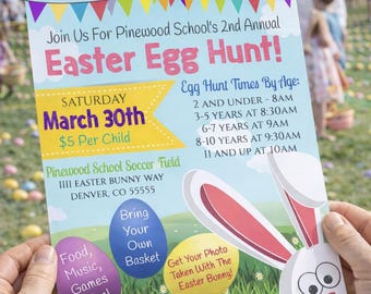 Editable Easter Egg Hunt Flyer: Church, School pto pta, Spring Community Event Printable (Digital Download)