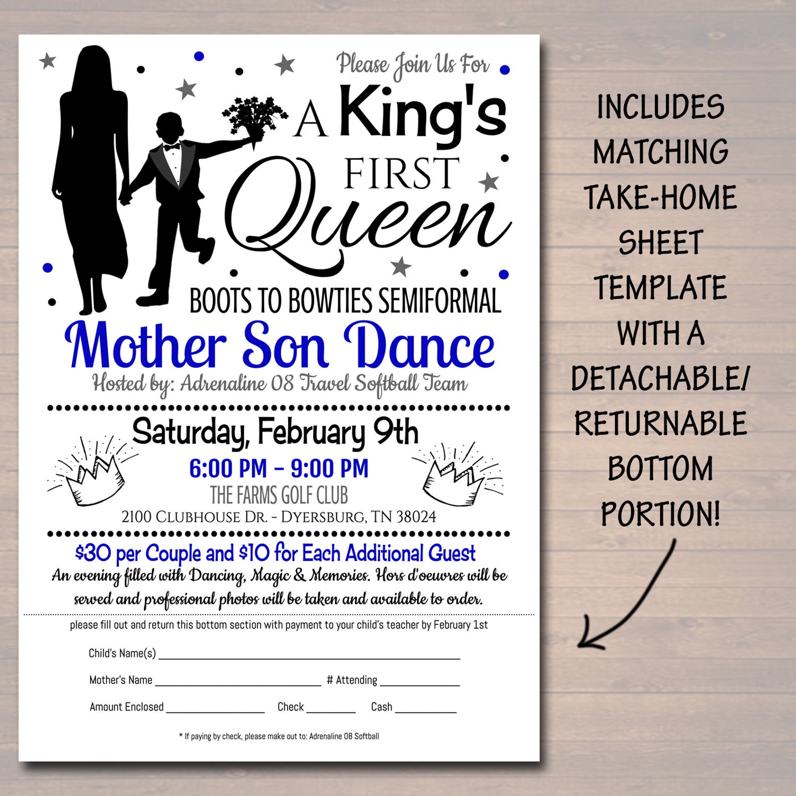 EDITABLE Mother Son Dance Set School Dance Flyer Party Etsy