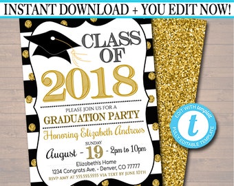 EDITABLE Graduation Party Invitation, High School Graduation Invitation, DIY Digital Invite, College Graduation Invitation, Graduation Decor