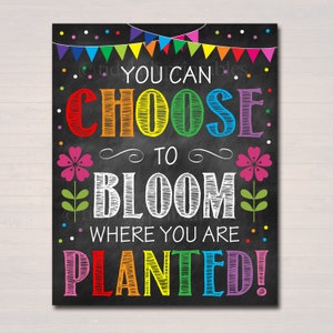 Classroom Decor, School Classroom Poster, Bloom Where You Are Planted, Inspirational Printable Quote Art, School Counselor Office Decoration image 1