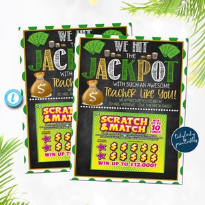 MODIFICABILE Grazie a un titolare della carta regalo della lotteria, apprezzamento dell'insegnante stampabile, DOWNLOAD ISTANTANEO Regalo di Natale, ha vinto il jackpot insegnante come te!