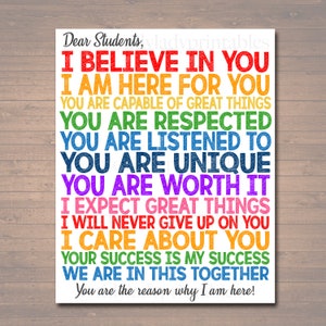 Dear Students Classroom Teacher Poster Sign, School Counselor Digital Art, School Social Worker, Principal Office Decor, INSTANT DOWNLOAD