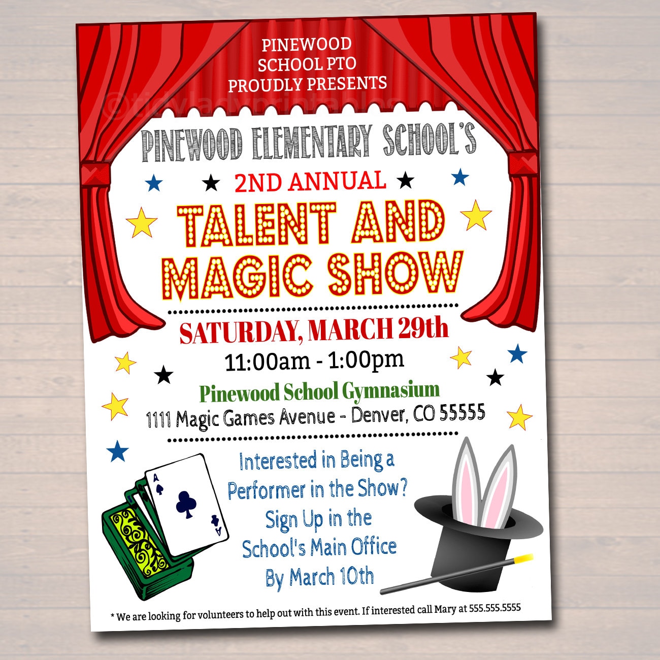 editable-talent-show-flyer-printable-pta-pto-flyer-school-church-benefit-fundraiser-event-poster-digital-magic-party-printable-invitation-etsy