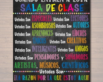 Custom Spanish Classroom Rules Poster: Colorful Chalkboard Decor (Digital Download)
