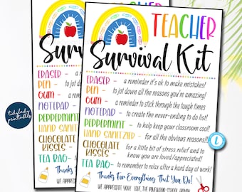Tarjeta editable de kit de supervivencia para docentes: regalo de regreso a clases (descarga digital)