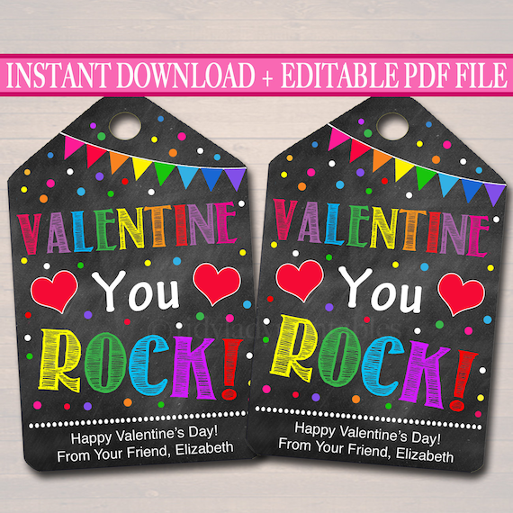 Editable You Rock Valentine S Day Gift Tags Staff Teacher Friend Classroom Pop Rocks Printable Valentine Candy Ring Tag Instant Download By Tidylady Printables Catch My Party