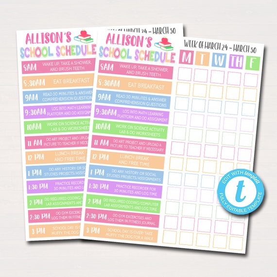 ▷ Home School Planner / Daily Schedule / Homework Organizer