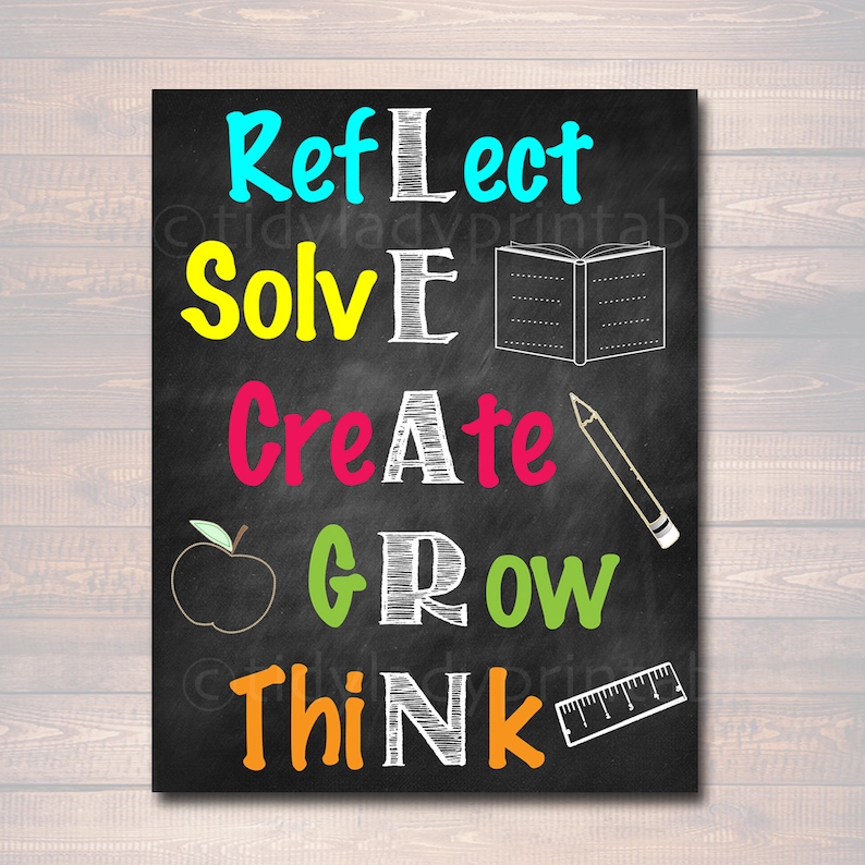 LEARN Acronym Poster, Growth Mindset, INSTANT DOWNLOAD, Printable Motivational Wall Art, School Office, Classroom Decor, Teacher Chalkboard image 1