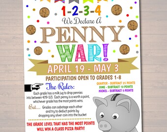 Editable Penny War Fundraiser Flyer: School PTO PTA Event (Digital Download)
