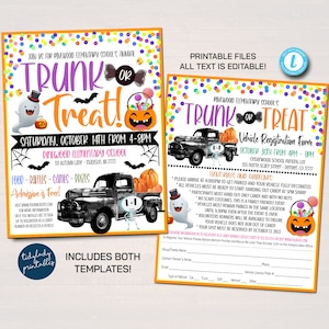 EDITABLE Trunk or Treat Flyer/Invitation Printable Halloween Invitation, Community Halloween Event, Kids Halloween, Halloween Party Invite
