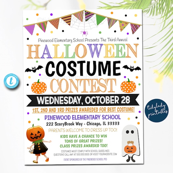 EDITABLE Halloween Costume Contest Flyer, Kids Community Church