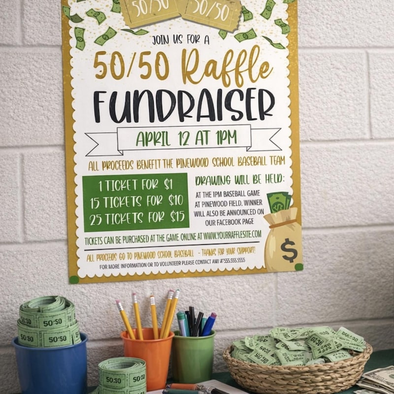 50/50 Raffle Template - Etsy