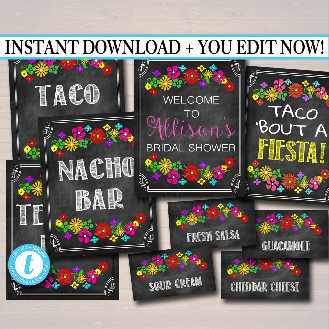 Editable Fiesta Signs Printable Mexican Theme Party Decor - Etsy