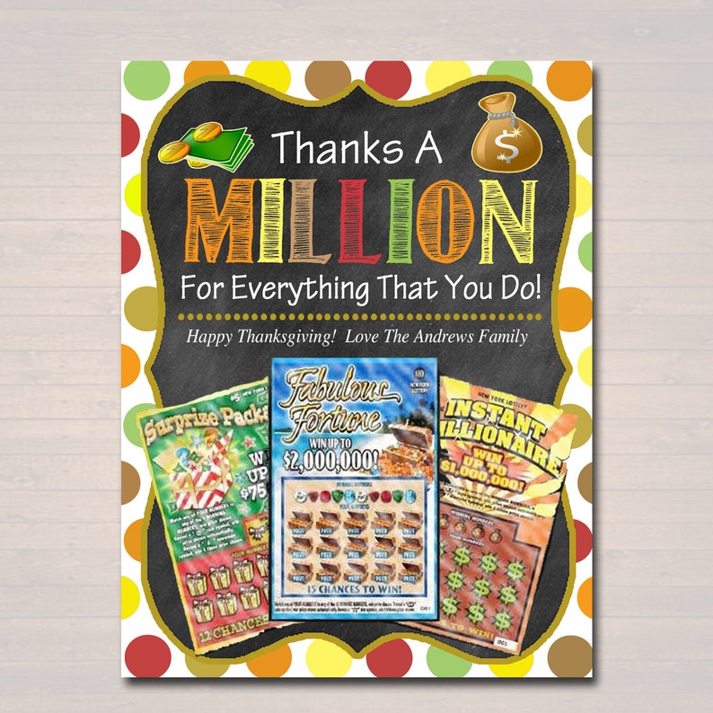 Thank You Lottery Ticket Holder Printable Teacher Fall | Etsy