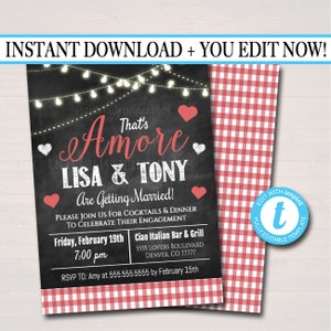 EDITABLE That&#39;s Amore Invitation, Wedding Rehearsal Engagement Announcement Digital Invite, Italian Dinner Party Valentine&#39;s Party Printable