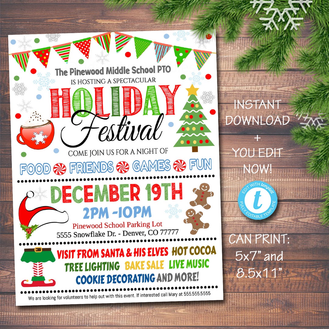 EDITABLE Holiday Festival Christmas Flyer/poster Printable Christmas