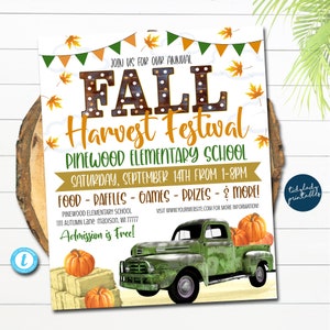 EDITABLE Fall Festival Fall Harvest Flyer/Poster Printable Halloween Invitation, Community Halloween Event, Church School Halloween Party