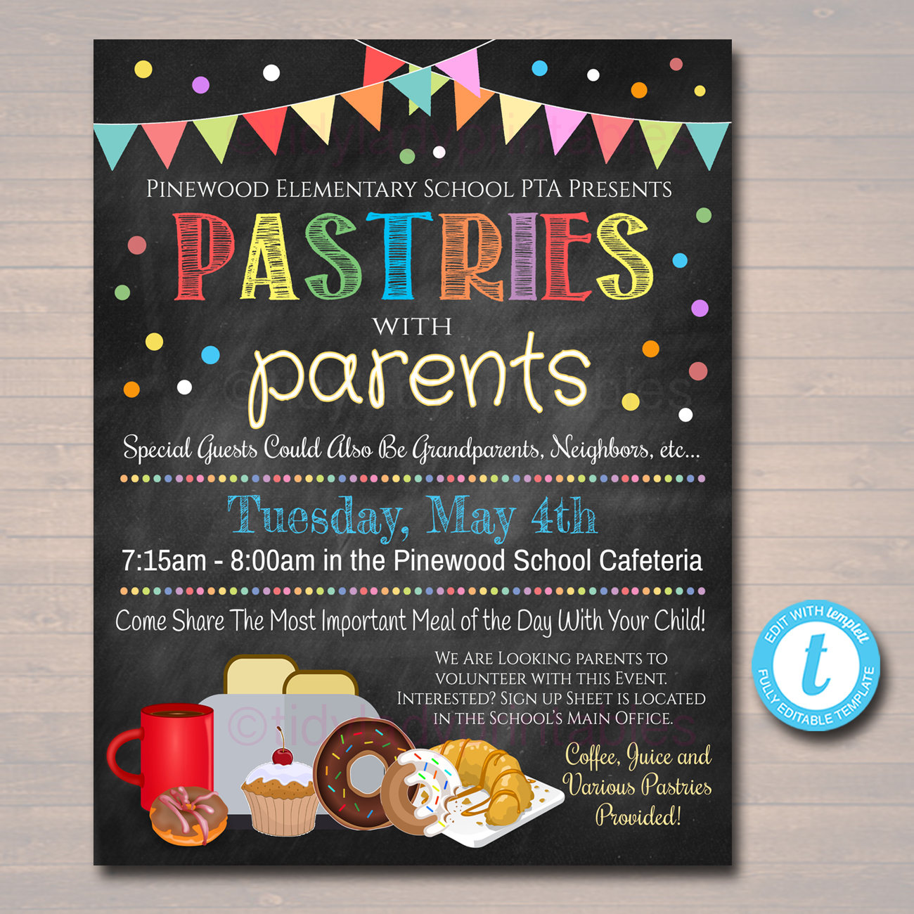 Design & Templates Paper & Party Supplies EDITABLE flyer PTA PTO Event