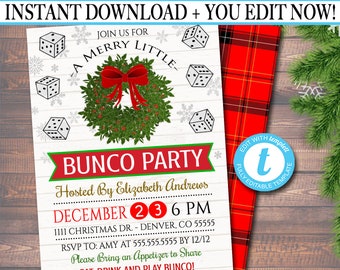 Christmas Bunco Party Invitation Adult Holiday Invite Xmas - Etsy