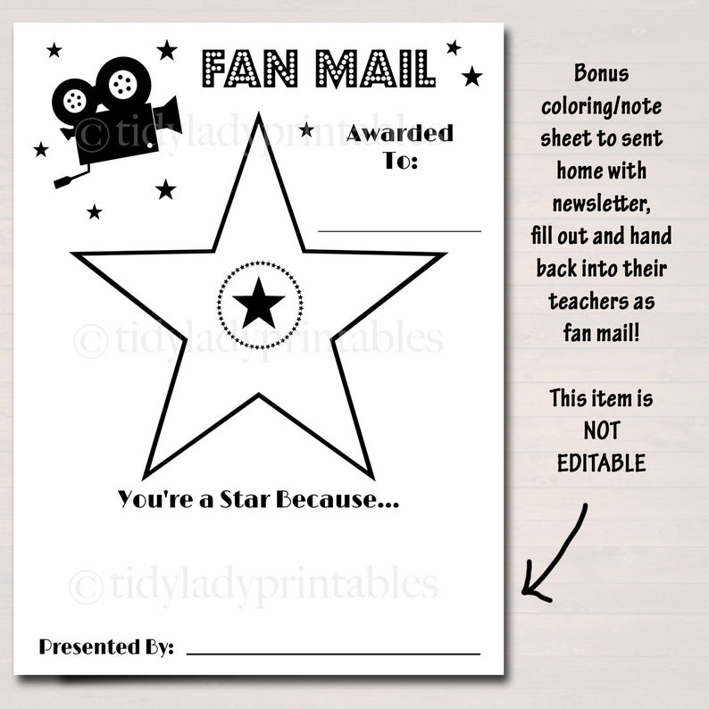 Hollywood Teacher Appreciation Staff Printable Fan Mail - Etsy