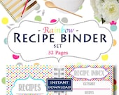 Recipe Binder - Instant Download - Organization Printables Home Management Binder -  32 Documents