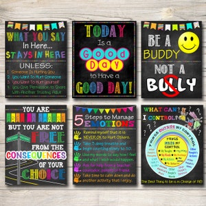 School Counselor Posters, School Psychologist Posters, Counselor Office Decor, Guidance Counselor Gifts Counselor Office Wall Art,  Set of 6