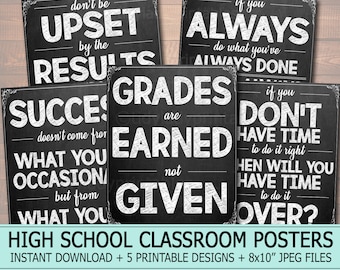Chalkboard Classroom Posters: Success & Responsibility Quotes (Digital Download)