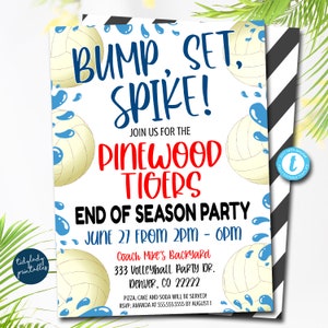 Volleyball End of Season Party Invitation: Beach or Pool (Editable TEMPLATE)